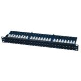 CNS patch panel 48port Cat5e, UTP, blok 110, vyväz. lišta, 1U, čierny