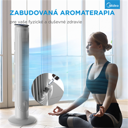 MIDEA Aroma SLIM ventilátor FZ10-21ARBW, DO, teplotný senzor, 5 rýchlostí, 9h progr. časovač